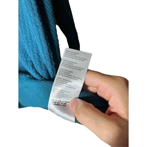 We The Free Women’s Turquoise Thermal Waffle Knit Top Size Medium - Picture 6 of 7